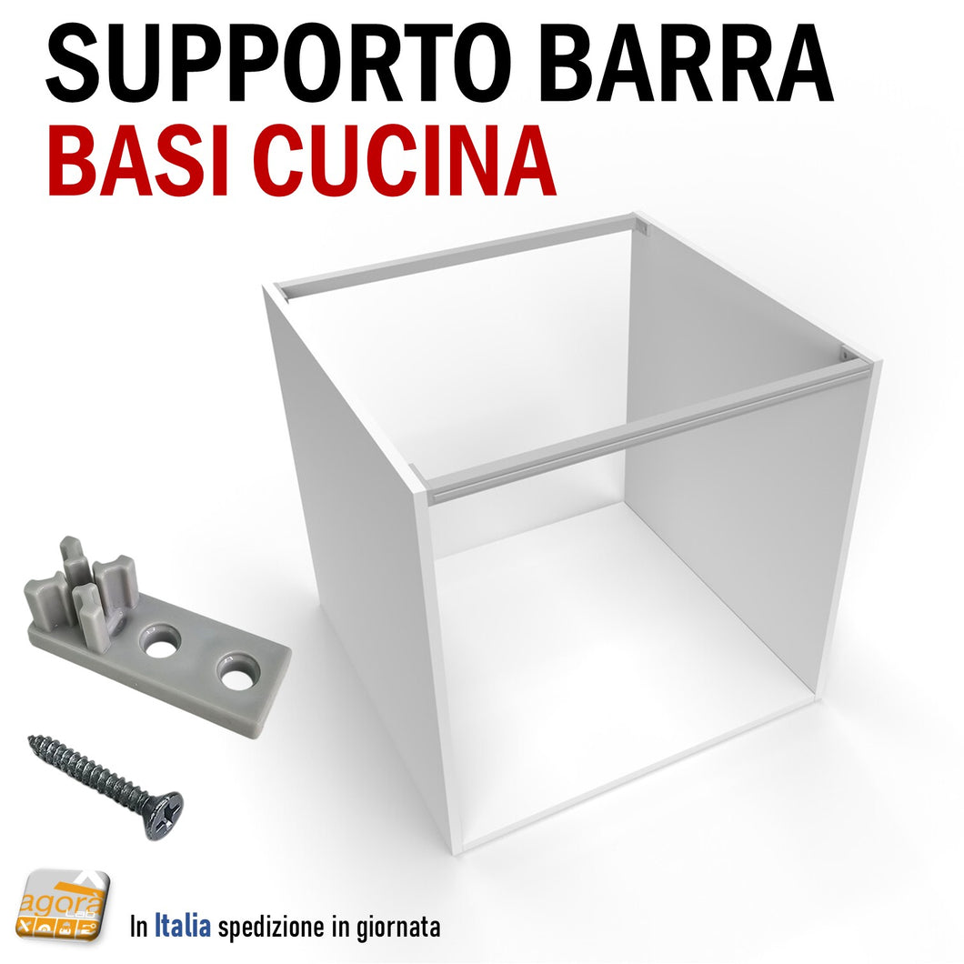 SUPPORTO CONNETTORE BARRA BASE CUCINA ALLUMINIO 18X18mm X VITI EURO BOX basi cucine bussolotti bussolotto albeam emuca in plastica da avvitare per traverso collegamento alluminio