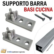 Carica l&#39;immagine nel visualizzatore di Gallery, SUPPORTO CONNETTORE BARRA BASE CUCINA ALLUMINIO 18X18mm X VITI EURO BOX basi cucine bussolotti bussolotto albeam emuca in plastica da avvitare per traverso collegamento alluminio ferramenta professionale costruzione mobili cucina

