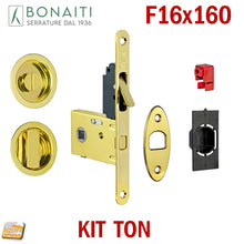 Carica l'immagine nel visualizzatore di Gallery, Kit serratura G500T tirante integrato TON BONAITI X scrigno porta scorrevole  Easy frontale 16x160 mm con maniglie
