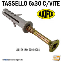 Carica l'immagine nel visualizzatore di Gallery, TASSELLO IN NYLON CON COLLARINO FORO D6 x 30 CON VITE 4,5x40 per guida cartongesso ctg
