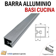 Carica l&#39;immagine nel visualizzatore di Gallery, BARRA ALBEAM CONNESSIONE PER BASI BOX CUCINA TRAVERSO COLLEGAMENTO 18X18 ALLUMINIO base bussolotto bussolotti accessori costruzione falegmaneria cucine arredamento mobili
