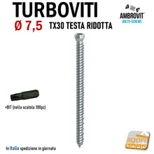 Carica l&#39;immagine nel visualizzatore di Gallery, Turboviti per calcestruzzo cemento muratura turbovite testa cilindrica ridotta ambrovit 07062 diametro 7,5mm zincata alta qualità vite viti per foro diametro 6 mm
