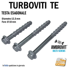 Carica l'immagine nel visualizzatore di Gallery, viti calcestruzzo CLS cemento armato turboviti tassello diretto Grosse DIametro Ø 12,5 mm x 85 mm  D13 Ambrovit Testa esagonale 07070 vite muratura chiave 15mm
