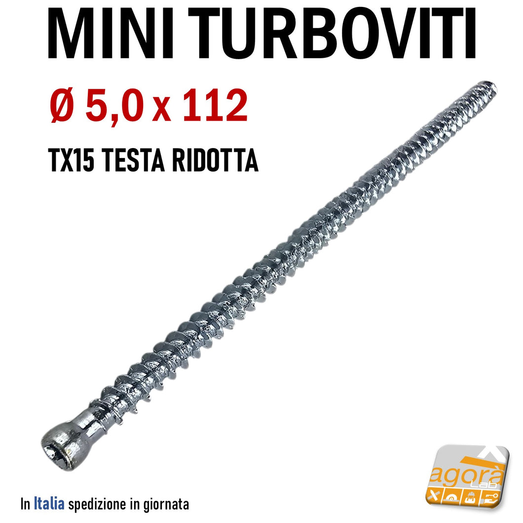 viti per calcestruzzo vite cls mini turboviti turbovite diametro 5mm testa cilindrica ridotta Ø 5,0mm zincata x cemento inserto Torx Ambrovit 07065 EAN: 8032975237947 D 5x112 mm lunghe 10cm