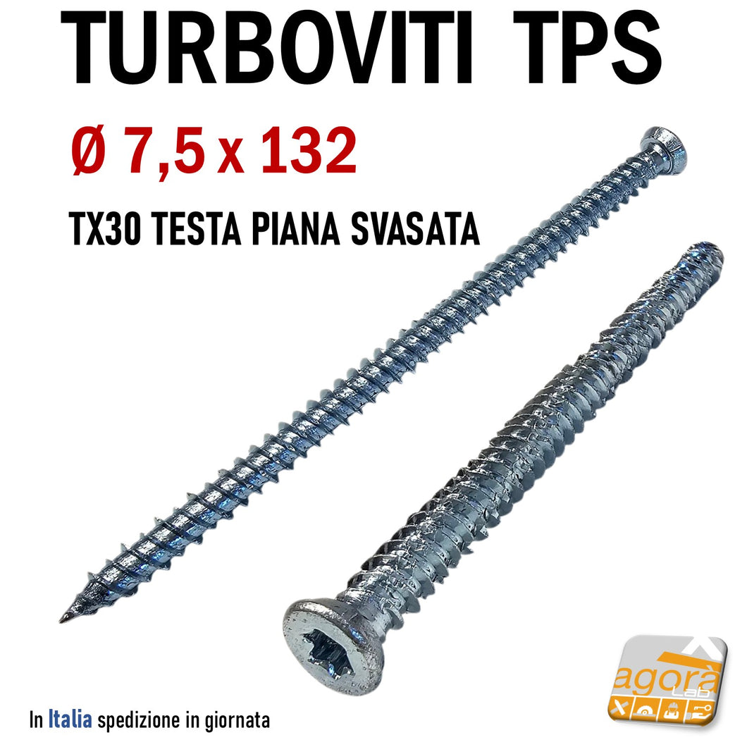 TURBOVITE 7.5x132mm lunga 13cm turboviti viti vite per calcestruzzo cemento cls testa svasata diametro 7,5 x 132 mm zincata ambrovit 07072 alta qualità EAN:8032975170305