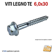Carica l&#39;immagine nel visualizzatore di Gallery, VITI LEGNO 6x30 TE FLANGIATA TESTA ESAGONO D 6,0X30  diametro 6 6.5 6,5 x 3 cm VITE ZNB CON RONDELLA INTEGRATA testa concava incavata per rondelle inox con guarnizione gomma ermetica per coperture tetti copertura tetto mm 30
