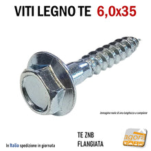 Carica l&#39;immagine nel visualizzatore di Gallery, VITI LEGNO TE FLANGIATA TESTA ESAGONO D 6,0X35  6 x 35  diametro D6x35 VITE ZNB CON RONDELLA INTEGRATA testa concava incavata per rondelle inox con guarnizione gomma ermetica per coperture tetti rondellata flangia mordente 6.5
