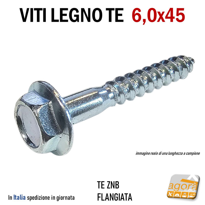 VITI LEGNO TE FLANGIATA TESTA ESAGONO D 6,0X45mm  6 x 45  diametro 6x45 D6x45 4,5cm
VITE ZNB CON RONDELLA INTEGRATA testa per guarnizione gomma ermetica per coperture tetti flangia