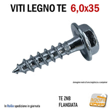 Carica l&#39;immagine nel visualizzatore di Gallery, VITI LEGNO TE FLANGIATA TESTA ESAGONO D 6,0X35  6 x 35  diametro D6x35 VITE ZNB CON RONDELLA INTEGRATA testa concava incavata per rondelle inox con guarnizione gomma ermetica per coperture tetti rondellata flangia mordente 6.5 mm35 mm 35
