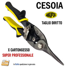 Carica l'immagine nel visualizzatore di Gallery, cesoia forbice taglio diritto per lamiere per cartongesso CTG AKIFIX super professionale manico gommato
