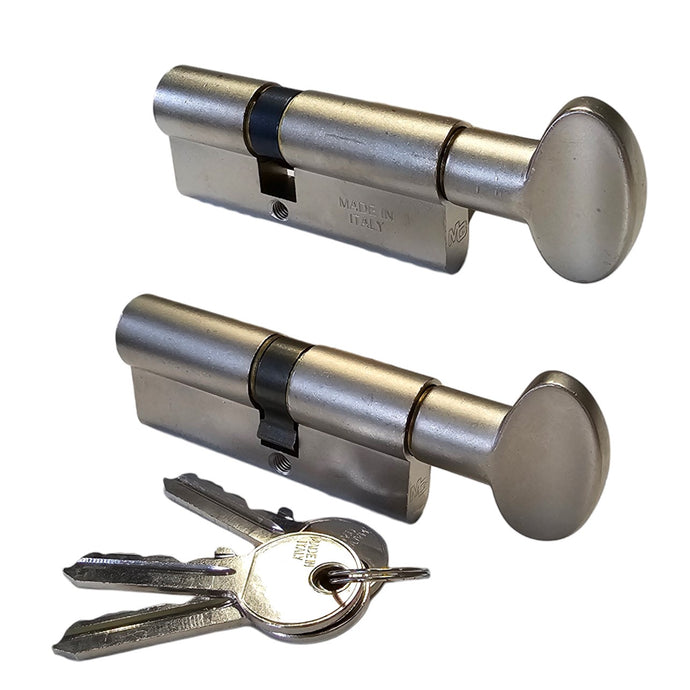 CILINDRO YALE PER PORTA POMOLO EUROCILINDRO PER SERRATURE PORTA 74mm 30-40 NICHELATO ROSETTA