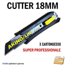 Carica l'immagine nel visualizzatore di Gallery, cutter taglierino per cartongesso cartongessisti professionale akifix per lastra lastre ctg lama 18 mm

