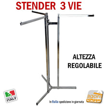 Carica l'immagine nel visualizzatore di Gallery, stender 3 vie per negozi arredo negozio espositore capi appesi intimo abiti portabito      portabiti
