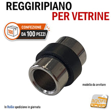 Carica l'immagine nel visualizzatore di Gallery, reggiripiani per vetrine da avvitare per vite ottone nichelato cromato perno per vetrina con gomma gommato
