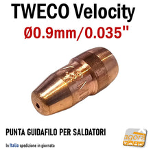 Carica l'immagine nel visualizzatore di Gallery, High Performance Tweco Velocity VTS-35 Contact Tips Punta guidafilo per saldatrice a filo MIG diametro filo 0,9mm 0.035" in rame pronta consegna
