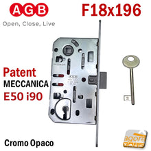 Carica l'immagine nel visualizzatore di Gallery, serrature per porte AGB mediana evolution patent chiave Frontale 196x18 mm entrata 50 mm interasse 90mm Meccanica
