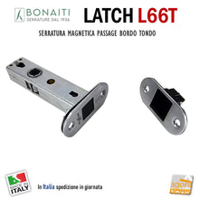 Carica l'immagine nel visualizzatore di Gallery, serratura Porta Bonaiti Latch 12 frontale bordo tondo 26x57 entrata 60mm interasse 19mm magnetica L66T Passage Cromato satinato
