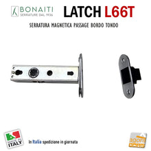 Carica l'immagine nel visualizzatore di Gallery, serratura Bonaiti Latch 12 frontale bordo tondo 26x57 entrata 60mm interasse 19mm magnetica L66T Passage Cromo satinato

