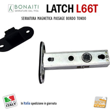 Load image into Gallery viewer, 48L66A600K9 serratura Bonaiti Latch 12 frontale bordo tondo 26x57 entrata 60mm interasse 19mm magnetica L66T Passage NERA 
