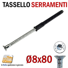 Carica l'immagine nel visualizzatore di Gallery, Tassello prolungato per serramenti WURTH SHARK UR con vite a testa piana svasata in acciaio zincato 8 X 80 LUNGHEZZA 8CM torx foro d 8
