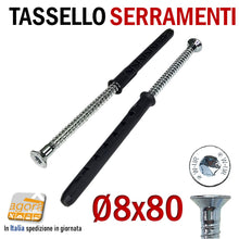 Carica l'immagine nel visualizzatore di Gallery, Tasselli prolungati per serramento WURTH SHARK UR con vite a testa piana svasata in acciaio zincato 8 X 80 LUNGHEZZA 8CM torx foro d 8 5912808403005
