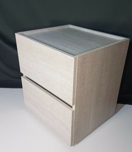 Comodino Design fin.legno a rilievo 2 cassetti+cassetto segreto push in betulla v3