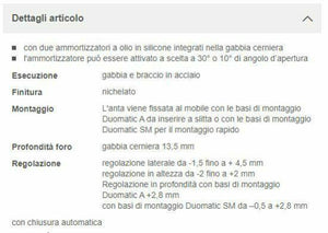 CERNIERA AMMORTIZZATA CUCINA FORO 35mm Battuta INTERNA SOFT RICAMBIO SALICE-WURTH+BASE dettagli