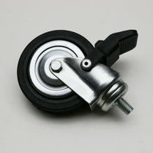 Load image into Gallery viewer, WHEELS WHEEL D80mm W/THREADED PIN M10x15 W/CHROME ROTATING NON-SLIP BRAKE
