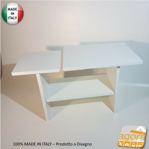 Tavolino Comodino Panchetta Servetto x Stampante Ufficio Relax Soggiorno LEVEL bianco