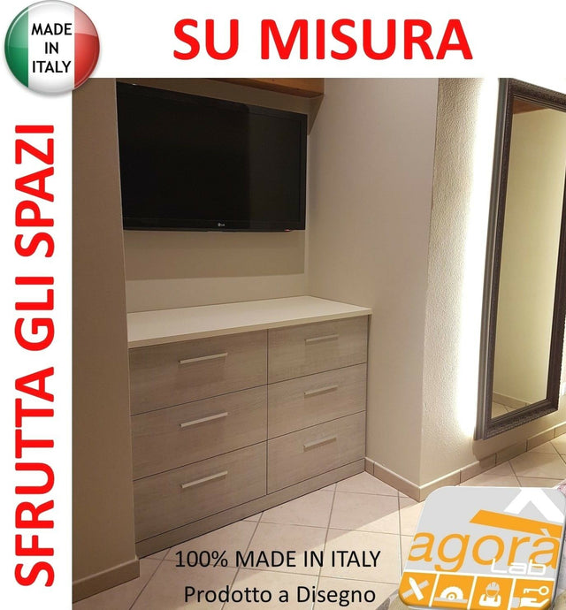 CASSETTIERA SU MISURA A PROGETTO MISURE A SCELTA COLORE A SCELTA MADE IN ITALY 6 cassetti rovere
