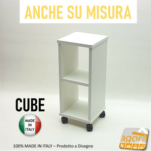 Bedside table Coffee table CUBE bench Servetto Shelf Table with open compartment, optional wheels.