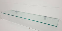 Load image into Gallery viewer, GLASS SHELF CRYSTAL SHELF CM.24X116 THICKNESS 8MM WITH SUPPORTS FOR BOOKCASE WALL
