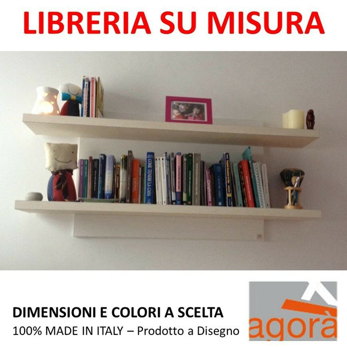 Libreria a giorno appesa mensole portaoggetti a muro NUOVA cm.55x20x68H bianca