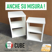 Load image into Gallery viewer, Bedside table Coffee table CUBE bench Servetto Shelf Table with open compartment, optional wheels.
