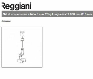 2 mt LAMP SUSPENSION KIT FOR REGGIANI ELECTRIFIED TRACK WHITE CHROME STEEL ROPE