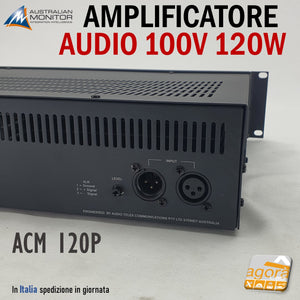AMPLIFICATORE AUDIO AUSTRALIAN MONITOR ACM 120P 120W POWER AMPLIFIER 80 OHM 100V vista dx