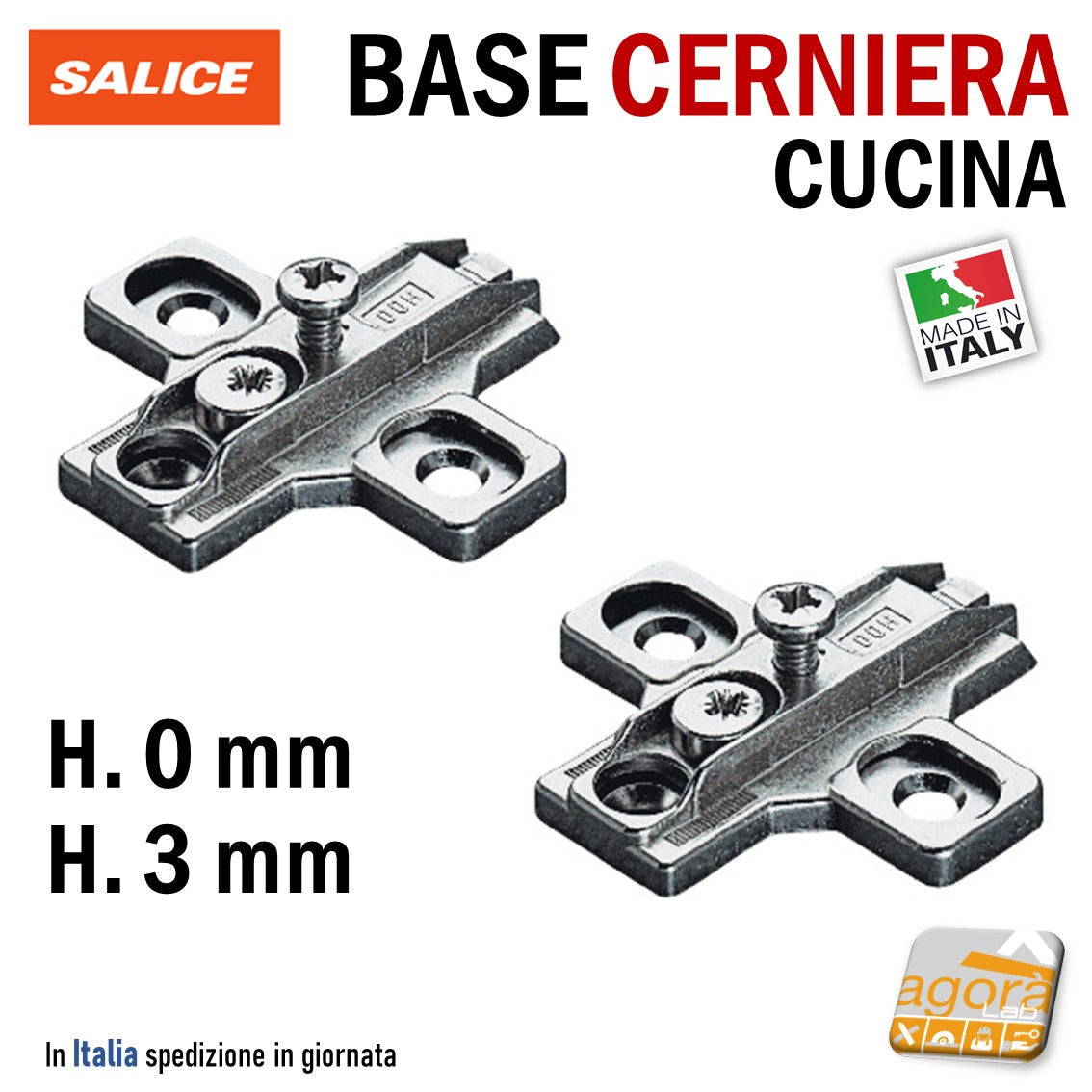 ADJUSTABLE BASE FOR HINGES SALICE H00 H03 TO BE SCREWED BASE B2R3E