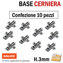 Load image into Gallery viewer, 2-10pcs ADJUSTABLE BASE X SALICE SPRING HINGES H=3 QUICK COUPLING WITH EURO SCREW
