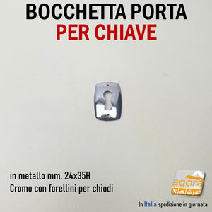 ROSETTA PORTA BOCCHETTA MOSTRINA PER CHIAVE PATENT CR IN METALLO mm 24x35H accessori per porte