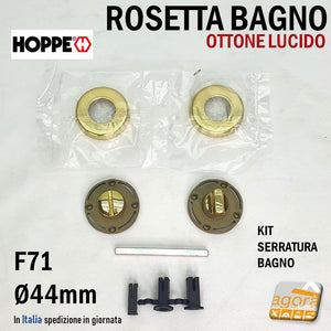 Rosette for door lock bathroom toilet brass with internal knob and external notch to open it with the coin for square locks 5mm 6mm 8mm original Hoppe for AGB Bonaiti Idoor and other double square locks - Bocchetta porta x bagno locali pubblici bagni wc toilette