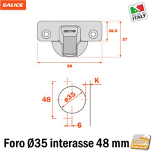 Load image into Gallery viewer, 2-20pcs CUSHIONED HINGE KITCHEN HOLE 35 STRAIGHT NECK SALICE WURTH HAFELE int 48 FOR FURNITURE
