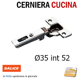 CERNIERA CUCINA A MOLLA FORO 35mm COLLO DIRITTO RICAMBIO SALICE-WURTH