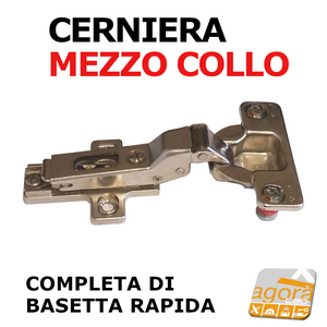 CERNIERA CUCINA MEZZO COLLO RICAMBIO SALICE-BLUM-WURTH-GRASS 35mm AGGANCIO RAPIDO