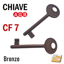 Load image into Gallery viewer, CF 7 n.7 Chiave per porta interna serratura patent AGB bronzo bronzata normale standard semplice originale
