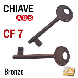 CF 7 n.7 Chiave per porta interna serratura patent AGB bronzo bronzata normale standard semplice originale