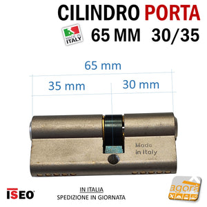 CILINDRO YALE PER PORTA EUROCILINDRO PER SERRATURE PORTA ISEO 65mm 30/35 NICHELATO 6,5cm