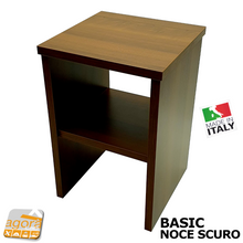 Load image into Gallery viewer, Comodino Tavolino Panchetta Servetto Pianetto con vano a giorno BASIC table Noce Scuro Legno
