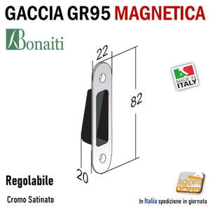 Riscontro Gaccia Magnetica Bonaiti 82x22 per Serrature B-NO 937 Cromo Sat Contropiastra mm 82x22 - 22x82