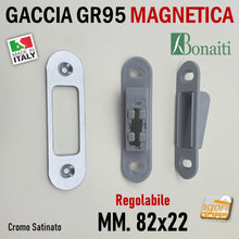 Load image into Gallery viewer, Riscontro Gaccia Magnetica Bonaiti 82x22 per Serrature B-NO HA MINI 937 Cromo Sat Contropiastra
