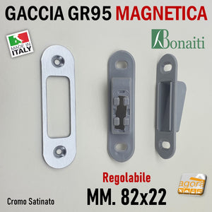 Riscontro Gaccia Magnetica Bonaiti 82x22 per Serrature B-NO HA MINI 937 Cromo Sat Contropiastra